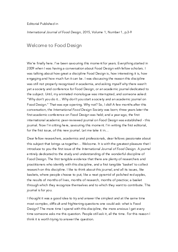 (PDF) Welcome to Food Design