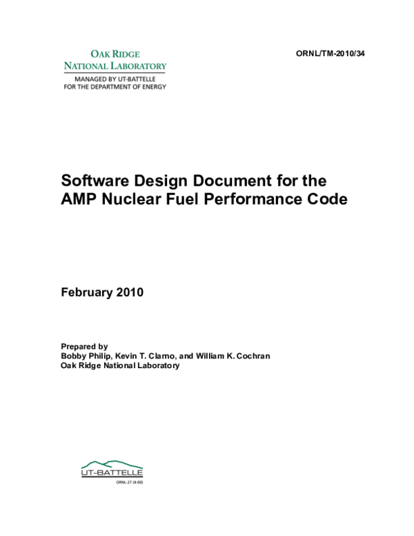 (PDF) Software Design Document for the AMP Nuclear Fuel Performance Code
