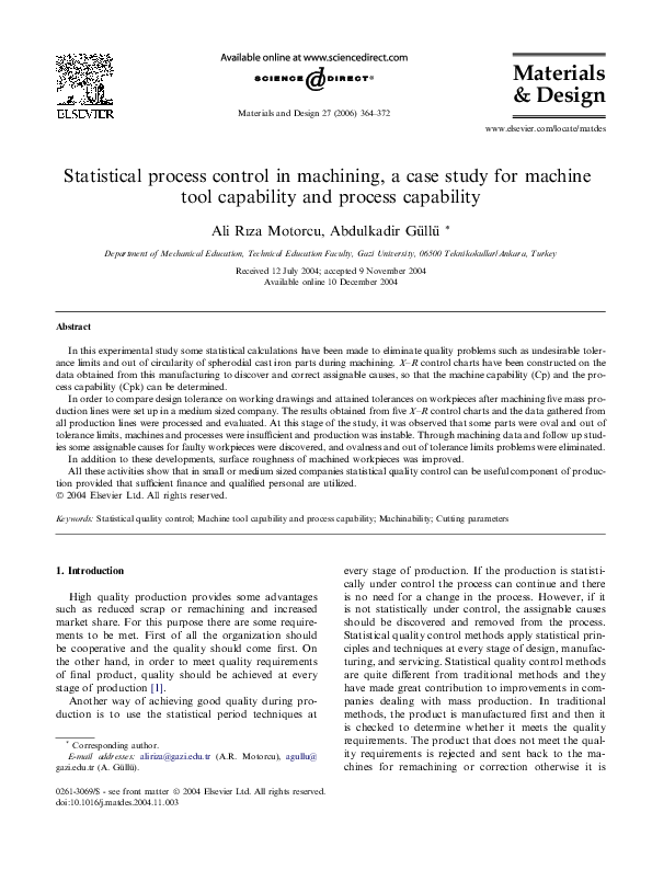 (PDF) Statistical process control in machining, a case study for ...