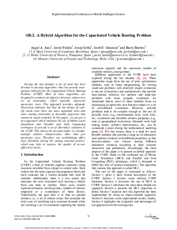 (PDF) SR-2: A hybrid algorithm for the capacitated vehicle routing problem