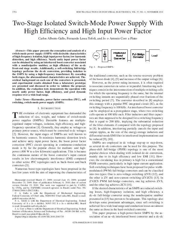 (PDF) TwoStage Isolated SwitchMode Power Supply With High Efficiency