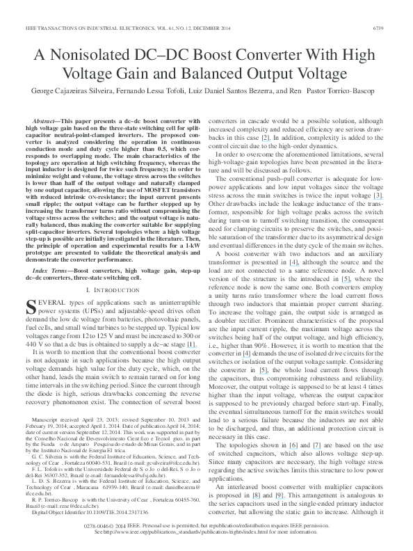 (PDF) A Nonisolated DC-DC Boost Converter with High Voltage Gain and ...