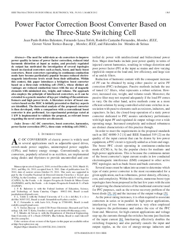 (PDF) Power Factor Correction Boost Converter Based on the Three-State ...