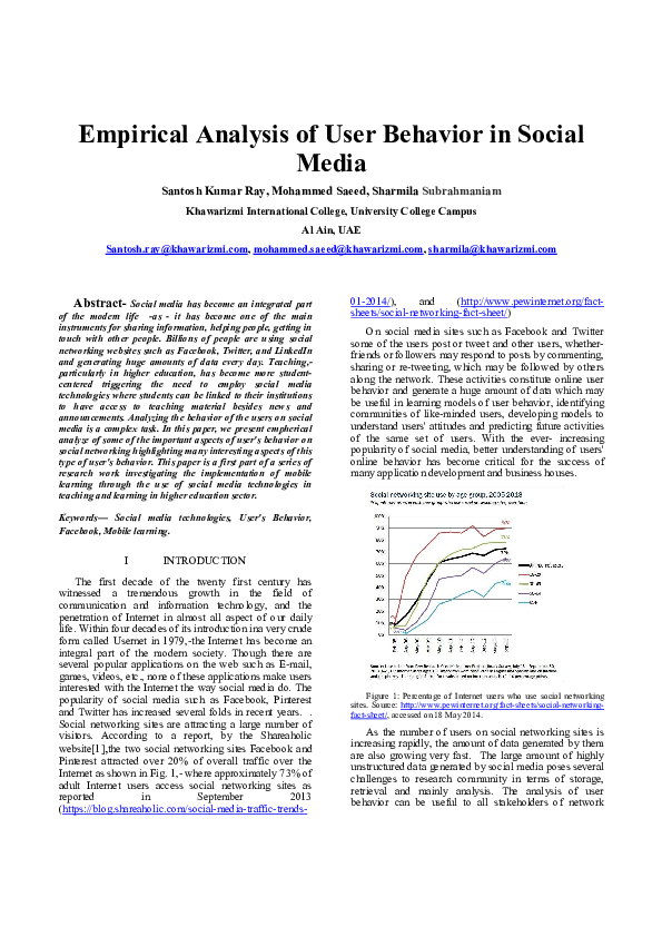 (PDF) Empirical Analysis of User Behavior in Social Media