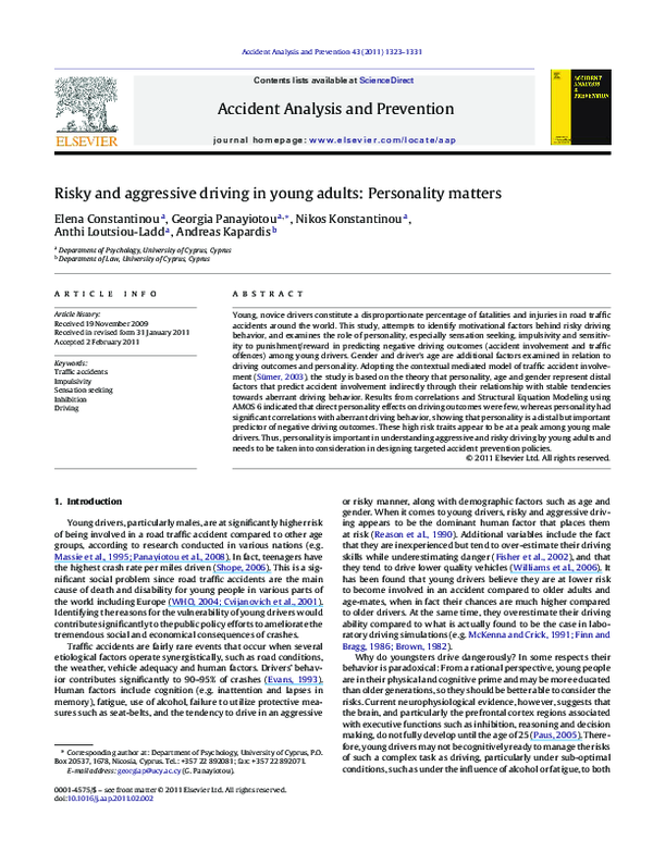 (PDF) Risky and aggressive diving in young adults: Personality matters