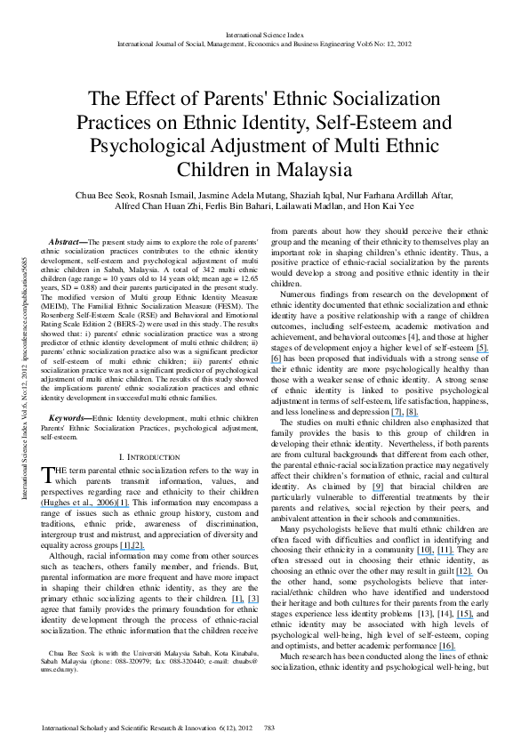 (PDF) The Effect of Parents' Ethnic Socialization Practices on Ethnic ...
