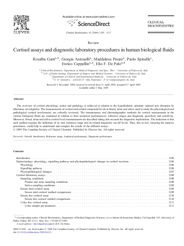 (PDF) Cortisol assays and diagnostic laboratory procedures in human ...