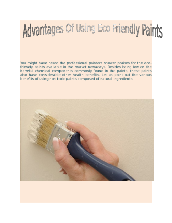 (DOC) Advantages Of Using Eco Friendly Paints Citywide Decorators