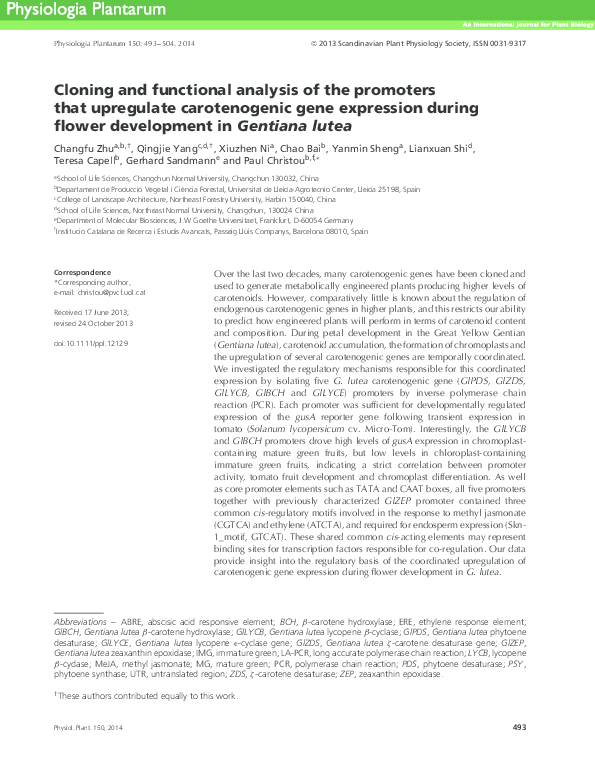 (PDF) Cloning and functional analysis of the promoters that upregulate ...