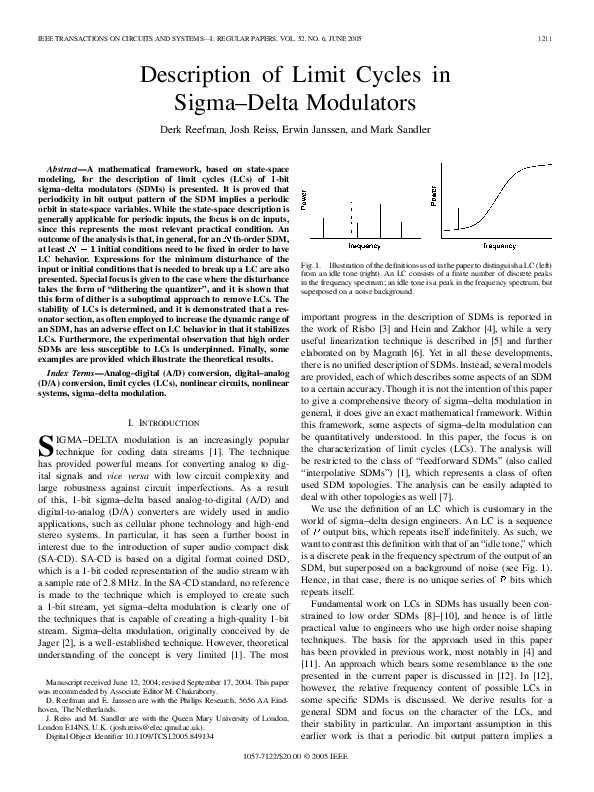 (PDF) Description of limit cycles in sigma-delta modulators