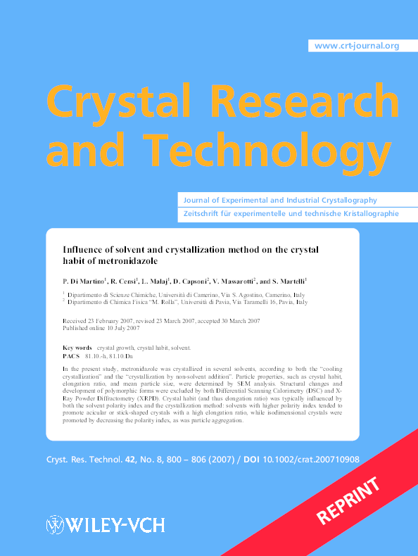(PDF) Influence of solvent and crystallization method on the crystal ...