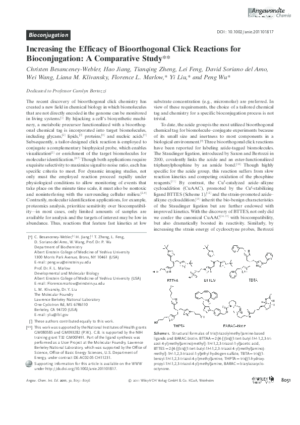 (PDF) Increasing the Efficacy of Bioorthogonal Click Reactions for ...