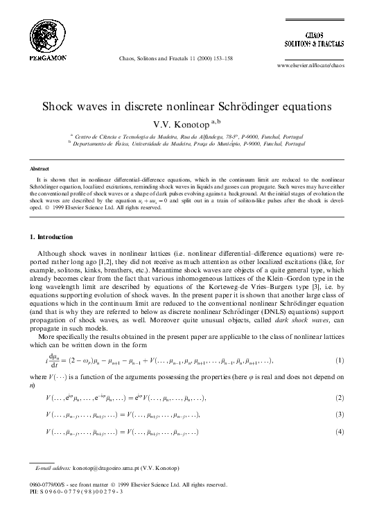 (PDF) Shock waves in discrete nonlinear Schrödinger equations