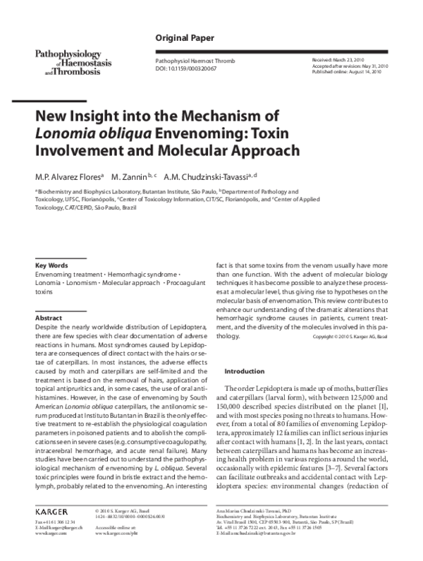 (PDF) New Insight into the Mechanism of Lonomia obliqua Envenoming ...