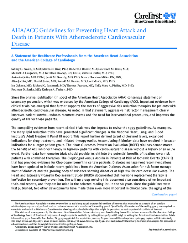 (PDF) AHA/ACC Guidelines for Preventing Heart Attack and Death in ...