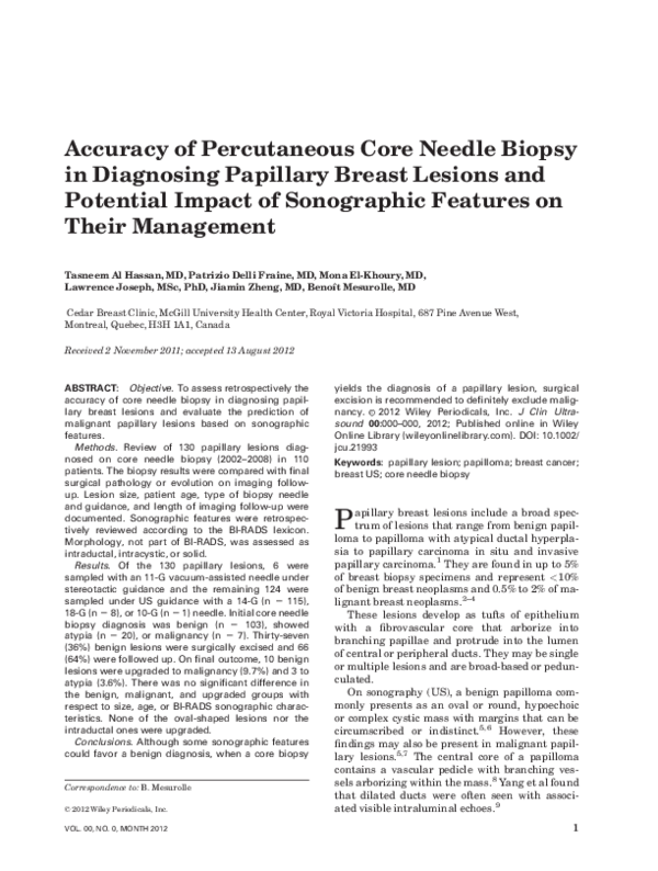 (PDF) Accuracy of percutaneous core needle biopsy in diagnosing ...