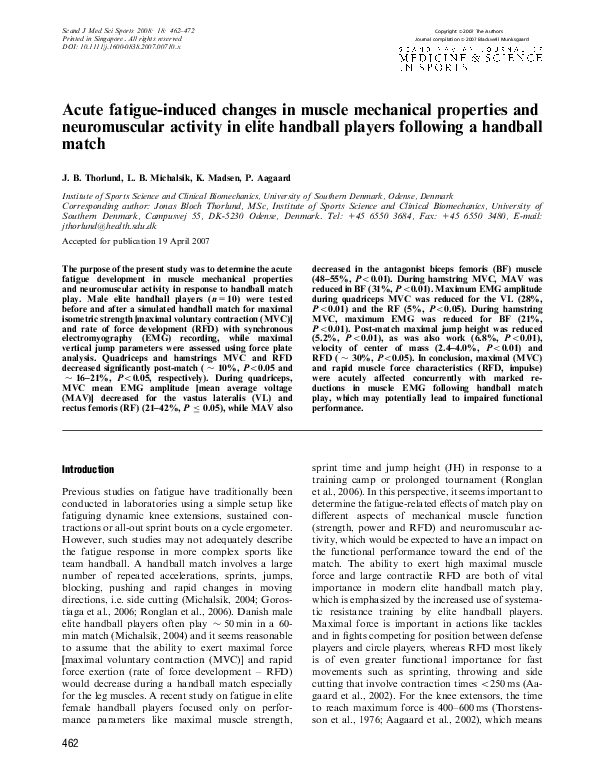 (PDF) Acute fatigue-induced changes in muscle mechanical properties and ...