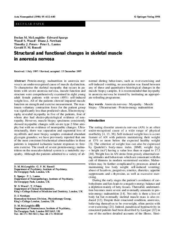 (PDF) Structural and functional changes in skeletal muscle in anorexia ...