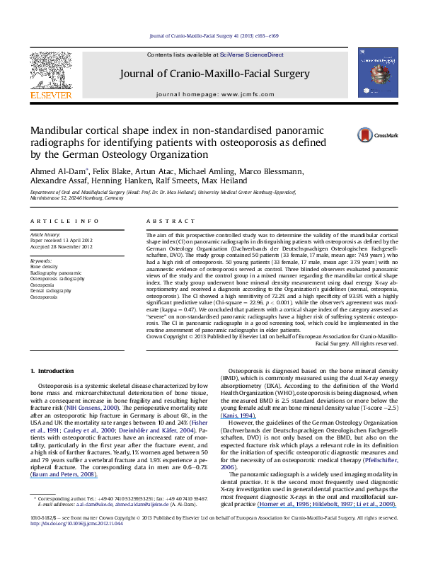 (PDF) Mandibular cortical shape index in non-standardised panoramic ...