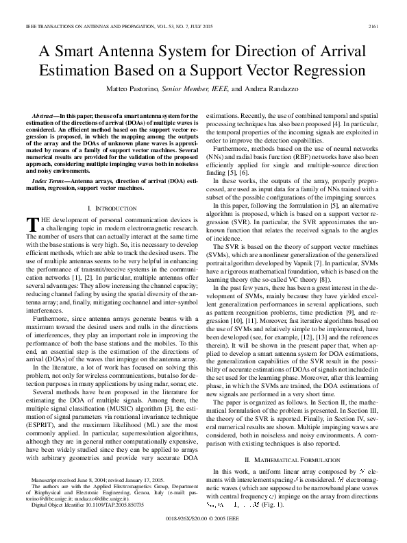 (PDF) A smart antenna system for direction of arrival estimation based ...