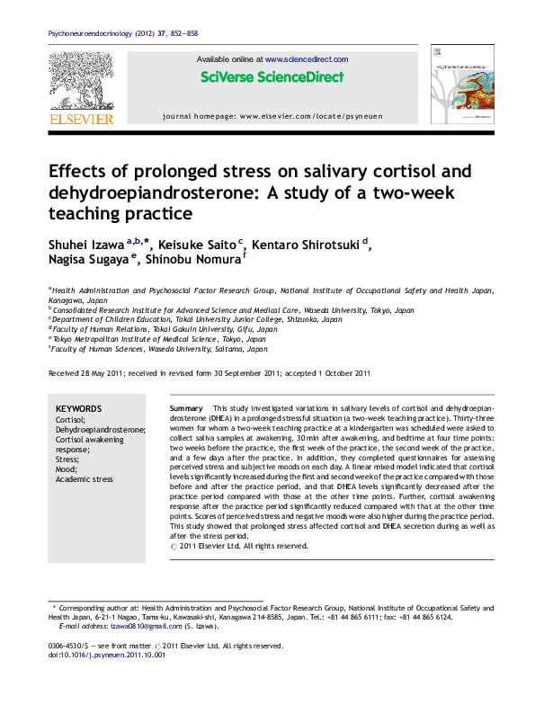 (PDF) Effects of prolonged stress on salivary cortisol and ...