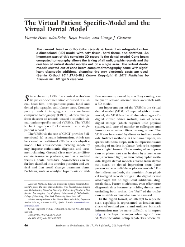 (PDF) The Virtual Patient Specific-Model and the Virtual Dental Model