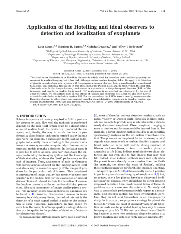 (PDF) Application of the Hotelling and ideal observers to detection and ...