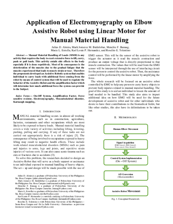 (PDF) Application of Electromyography on Elbow Assistive Robot using ...
