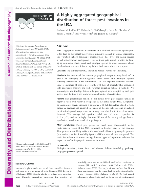 (PDF) A highly aggregated geographical distribution of forest pest ...
