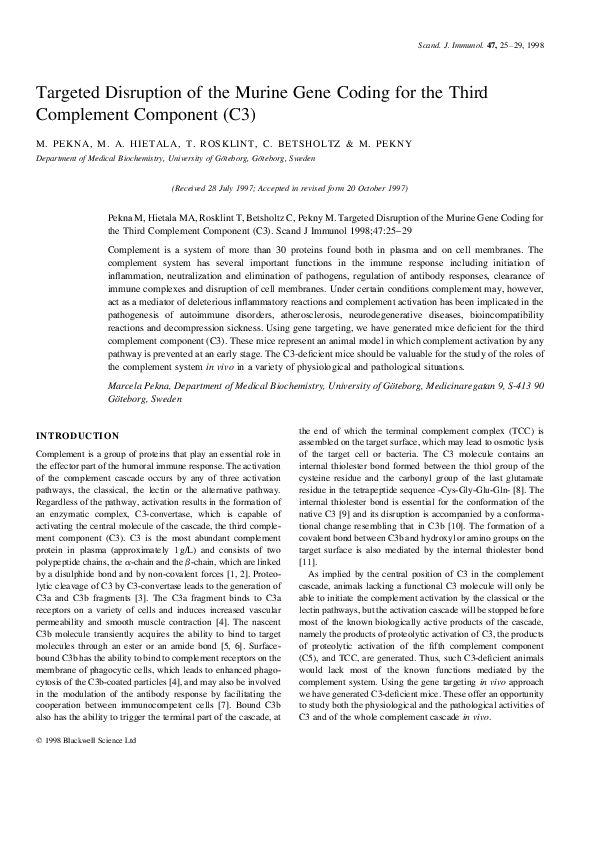 (PDF) Targeted Disruption of the Murine Gene Coding for the Third ...