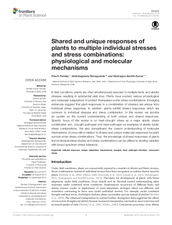 (PDF) Shared and unique responses of plants to multiple individual ...