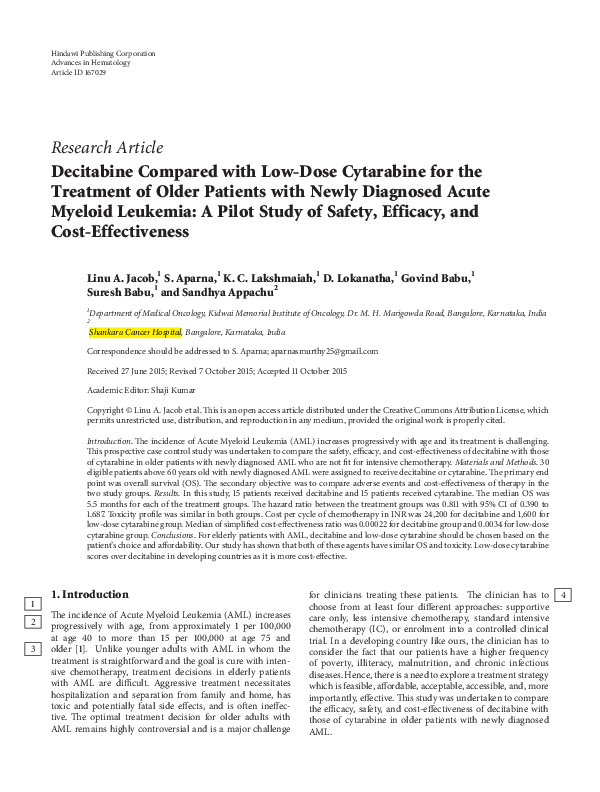 (PDF) Decitabine Compared with Low-Dose Cytarabine for the Treatment of ...