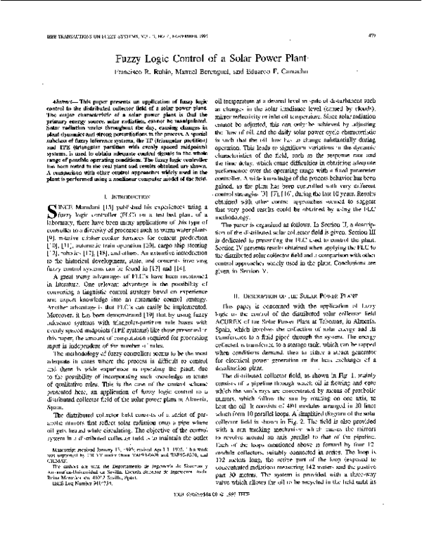 (PDF) Fuzzy logic control of a solar power plant