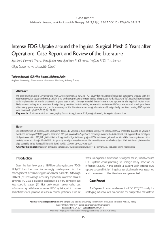 (PDF) Intense FDG Uptake around the Inguinal Surgical Mesh 5 Years ...