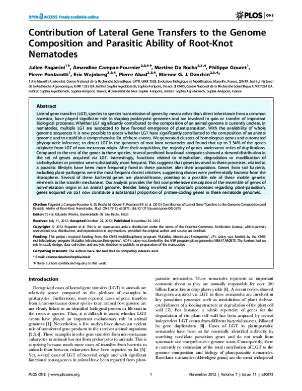 (PDF) Contribution of Lateral Gene Transfers to the Genome Composition ...