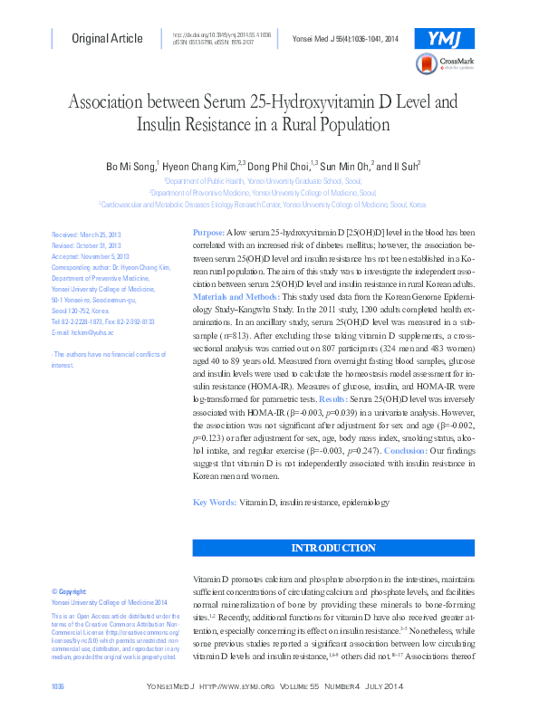 (PDF) Association between serum 25-hydroxyvitamin D and depressive ...