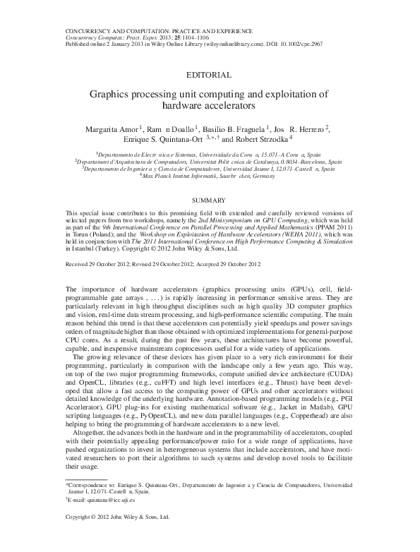 (PDF) Graphics processing unit computing and exploitation of hardware ...