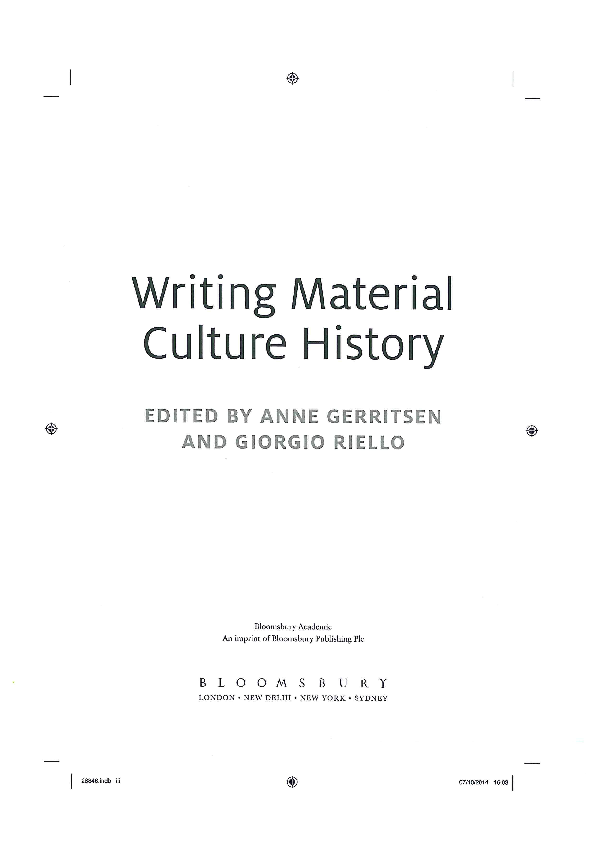 (PDF) Writing Material Culture History Anne Gerritsen and