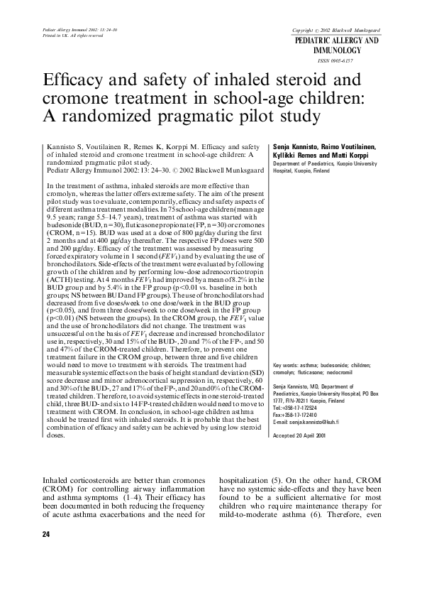 (PDF) Efficacy and safety of inhaled steroid and cromone treatment in ...