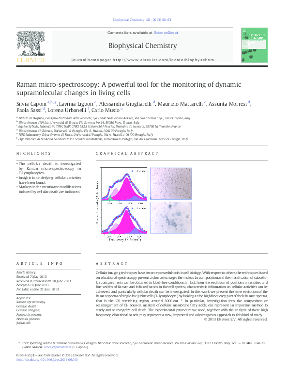 (PDF) Raman micro-spectroscopy: A powerful tool for the monitoring of ...