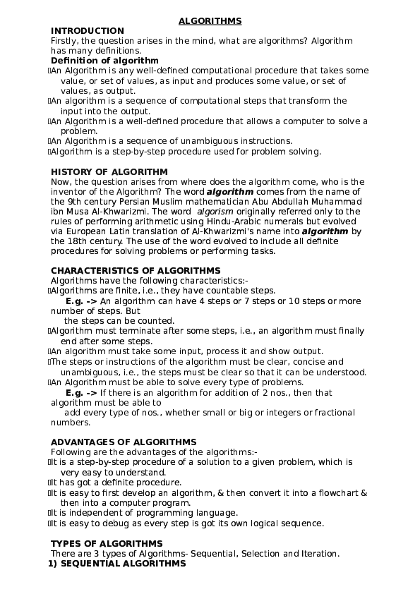 (DOC) algorithm in brief