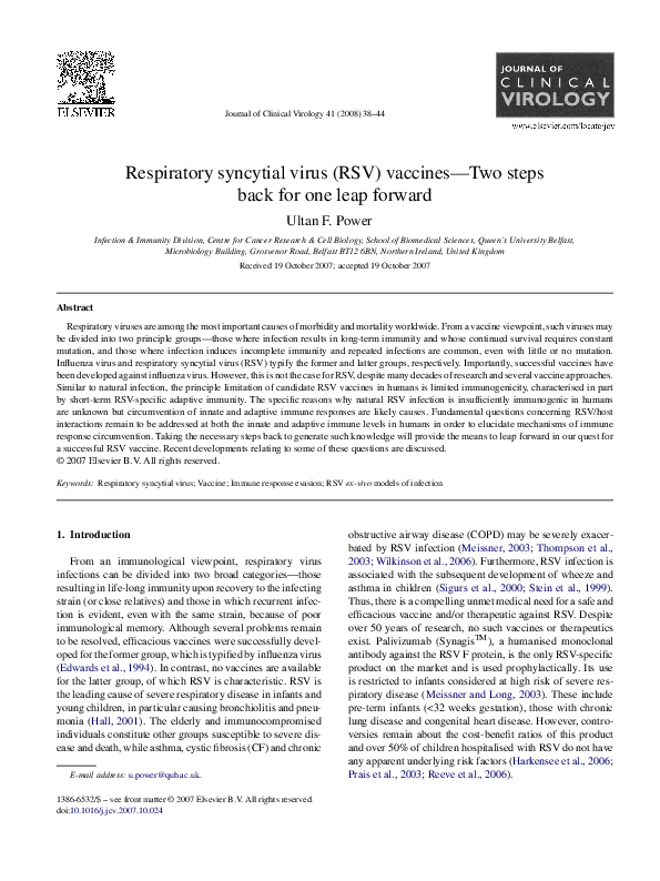 (PDF) Respiratory syncytial virus (RSV) vaccines—Two steps back for one ...