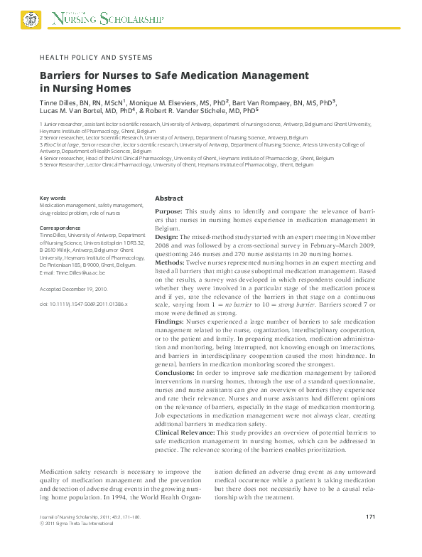 (PDF) Barriers for Nurses to Safe Medication Management in Nursing Homes