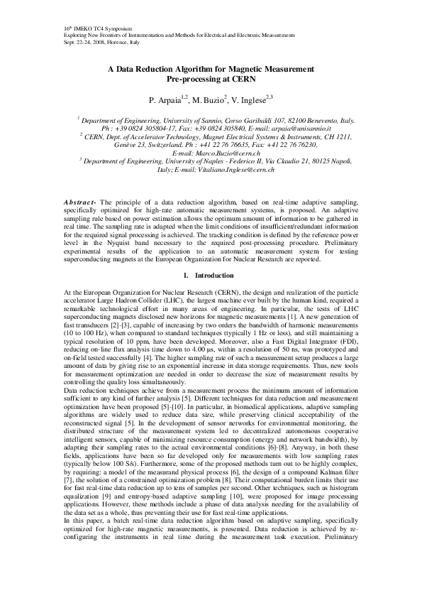 (PDF) A Data Reduction Algorithm for Magnetic Measurement Pre ...