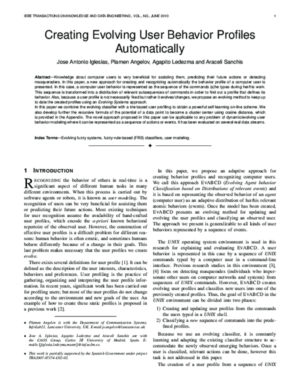 (PDF) Creating Evolving User Behavior Profiles Automatically