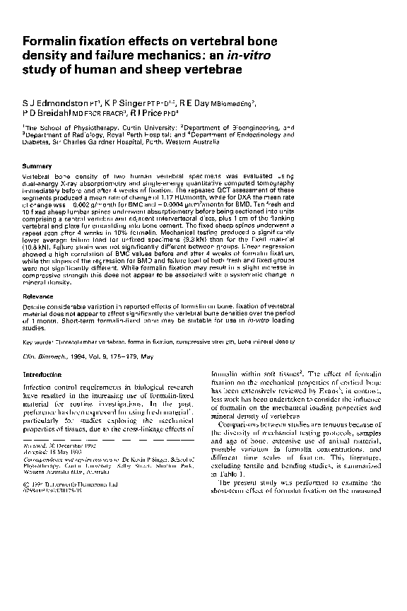 (PDF) Formalin fixation effects on vertebral bone density and failure
