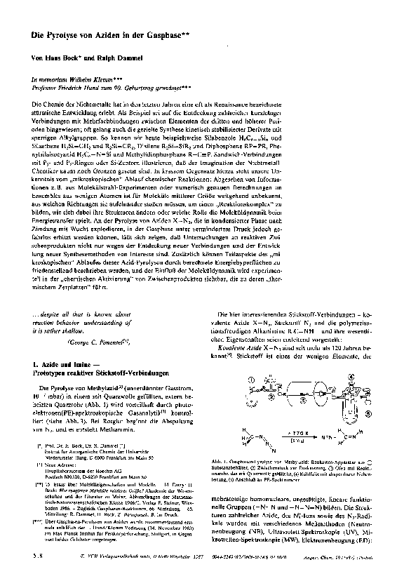 (PDF) Die Pyrolyse von Aziden in der Gasphase