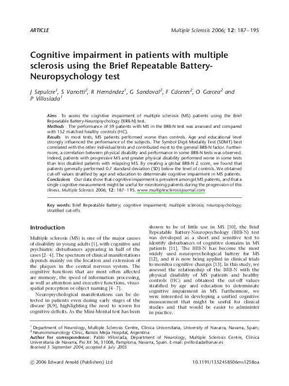 (PDF) Cognitive impairment in patients with multiple system atrophy and ...