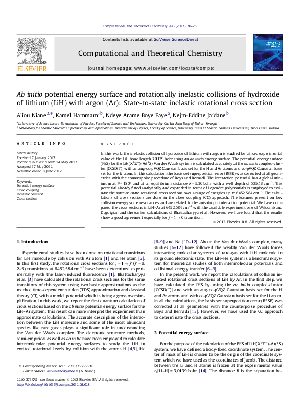 (PDF) Ab initio potential energy surface and rotationally inelastic ...