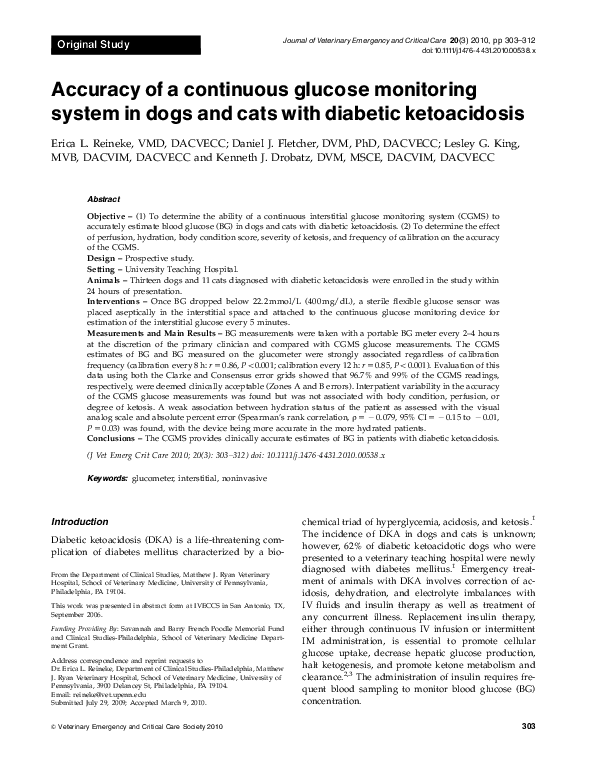 (PDF) Accuracy of a continuous glucose monitoring system in dogs and